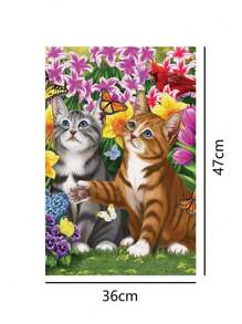 1pc Cute & Lively Cat Series Garden Flag, Decoration For Yard, Patio, Outdoor, Spring/Summer