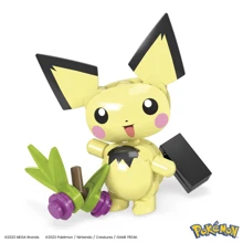 Mattel MEGA Action Figure Building Toys Set, Pichu's Forest Forage With 84 Pieces, Motion And 1 Poseable And Buildable Character