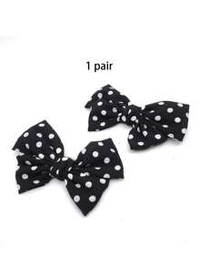 1 Pair Black Fabric Polka Dot Bow Flower Decor, New DIY Suitable For Clothing & Headpiece Accessories