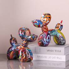 1pc Creative Hand-Painted Colorful Balloon Dog Sculpture, Resin Balloon Dog Decor, Handmade Sculpture Accessory, Suitable For Living Room, Bedroom, Office, Mother's Day, Back To School, Graduation Decoration Gift Gifts Birthday