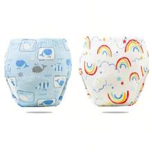 3 pièces Couche-culotte d'entraînement pour bébé et protection de couche lavable, sous-vêtement d'entraînement respirant 6 couches, couches en gaze respirantes pour toutes les saisons, couche-culotte d'entraînement pour enfants, couche-culotte lavable pour bébés, sous-vêtement d'entraînement lavable pour filles et garçons en formation à la propreté