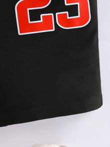 2 Stücke/Set Jungen Lässig Numerisch Grafisch bedrucktes Kurzarm T-Shirt und Shorts Design, bequeme Sommer Kinderkleidung