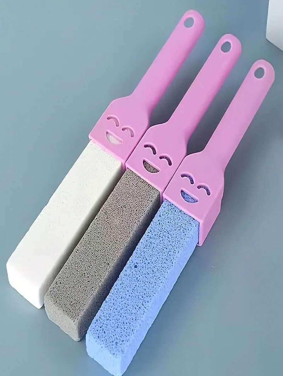 2 chiếc (Đá vôi + Tay cầm), Bàn chải bồn cầu bằng đá vôi cán dài, Bàn chải không có điểm mù, Dụng cụ tẩy cặn và vệ sinh bồn cầu - Thích hợp cho việc vệ sinh phòng tắm/hồ bơi/nhà cửa! Đá mài chân để xử lý nhiều loại da chết - Nhiều màu - Xem 1