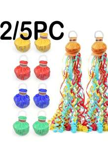 2pcs/5pcs Random Color Paper Tassels For Weddings, Birthdays, Parties, Graduations, Christmas, Halloween, New Year - No Battery Needed, Versatile Holiday Decoration