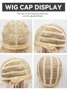 High Quality And Comfortable 8 Inch Blonde Natural Texture Short Straight Wig With Bangs Ladies Synthetic Heat Resistant Wig For Women Girls Everyday Party Cosplay Fashion Wig - Gold - View 9