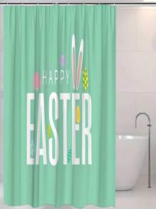 1pc, Colorful Eggs, Rabbit Ears, Happy Easter Letter Graphic Printed, Easter Elements Waterproof Shower Curtain Tapestry Wall Hanging Curtain, With 12 Hooks, Waterproof Polyester Fabric Shower Curtain, Decorative Bathtub Divider Home Decoration Bathroom Accessories, Great As Gift Mother's Day Flowers, Personalized Gifts For Mom, Last Minute Gifts, Mother's Day Ideas, Mothering Sunday Gifts, Handmade Cards For Mum, Best Mother's Day Gifts Under $50
