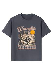 1pc Girls Casual Printed Crew Neck Short Sleeve T-Shirt, Summer Student Youth Apparel - Starry Sky Series Artistic Style T-Shirt Inspiring Imagination And Self-Expression