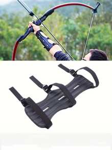 可调节黑色射箭护臂 - 耐用PU材质，舒适贴合，配有安全带，有效保护前臂，是狩猎和射击练习的理想选择，射箭配件 - 黑色 - 查看 4