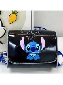 Disney Bolso de hombro de Stitch de Disney 2025, bolso cruzado cuadrado de moda de dibujos animados lindo, versátil para viajes, regalo de vacaciones/cumpleaños