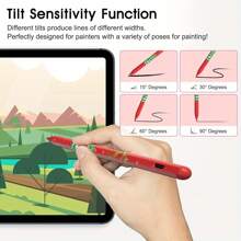 Red Capacitive Stylus Pen, Fast Charging High Sensitivity Capacitive Touch Pen With Deer Snowflake Print, Precise Touch, Smooth Writing, Includes 4 Extra Replacement Nibs, Compatible With IPad 2018-2024 Series - Magnetic Attachment, Tilt Sensitivity And Palm Rejection