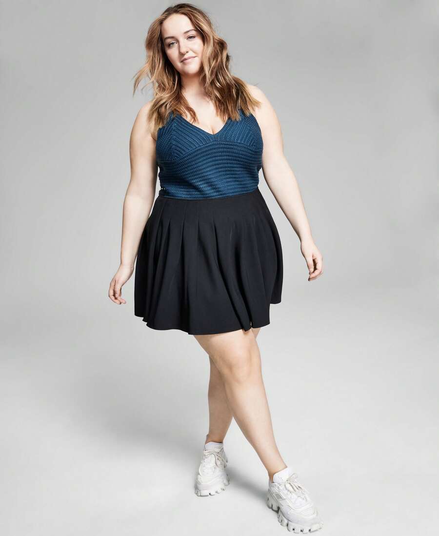 Ahora esta de falda de tenis plisada de talla grande - Negro - Ver 1