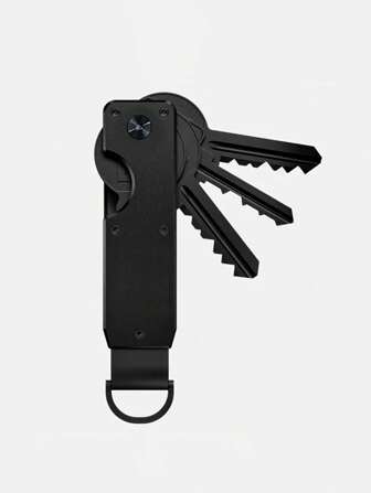 MIYIN Minimalist Key Holder - Compact Metal Key Organizer With Screwdriver, Carbon Fiber Texture, Unisex Black Key Chain, Scratch-Resistant Surface, Cool & Innovative Key Fob
