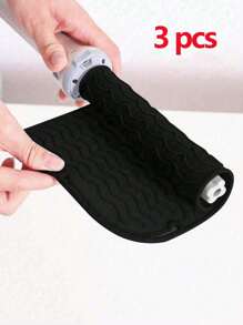Almohadilla de silicona portátil resistente al calor, almohadilla aislante para plancha y rizador, almohadilla antideslizante y resistente al calor, herramienta de peinado para viajar, estuche de viaje para herramientas para el cabello: almohadilla resistente al calor, almohadilla para plancha y funda para rizador
