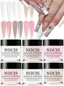 6 Stücke Acrylpulver Set, Nude Pink Weiß Hochglanz Acrylpulver Set, Nail DIY Kunst Design, 6 Farben Acryl Nagelkunst 3D Nail Skulptur Französische Nail Extension & Nail Carving, Professionelles Polymer 3D Acryl Nagelkunst Set, Geschenk für Frauen Mädchen, Lang anhaltend & leicht anzuwenden Acryl Aufklebe Nägel - Verschiedenfarbig - Übersicht 3