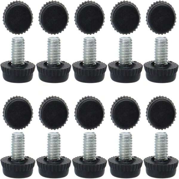 20pcs Pieds de Nivellement Meuble Réglable Pied Réglable Patin de meuble Jambe Pied de Table Chaise Base Protection Plancher M6x10x15mm