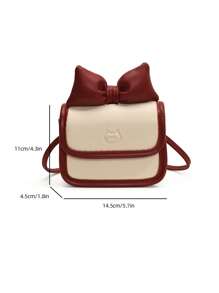 Cute Girl Bow Design Handbag, New Girl Simple Fashion Small Square Crossbody Bag - White - View 7