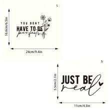 2PCS Inspirational Ironing Transfer Patch, Black Polyester Fiber "You Have Don't Have To Be Perfect" And "Just Be Real" Design, With Floral Accents - Washable, Suitable For DIY T-Shirts, Jeans, Hoodies, And Backpack Decoration