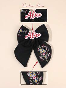 1pc Custom Embroider Hair Bows For Women Girls Acrylic Personalized Name Bunny Star Moon Flower Embroidered Bow Alligator Clips Acrylic Customized Name White Navy Blue Black Bow Hair Clips Cute Bunny Star Moon Flower Bow Barrettes For Easter Party Vacation Holiday Gifts Bow Hair Clips Women Hair Accessories,Durable,Colorful,Cute,Adorable,Funny,Kawaii,Y2K,Stylish,Unisex,Casual,Custom,Personalized,Unique,Customized,Ideal Gifts For Him,Ideal Gifts For Her,Her,Boyfriend,Girlfriend,Family,Friends - Multicolor - View 4