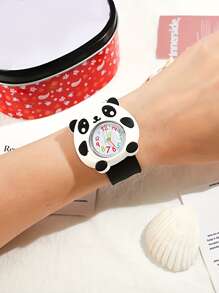 1pc Cute Panda Slap Watch - Pink & Black - Multicolor - View 3