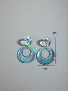 1 par de brincos de pingente vazados geométricos coloridos de acrílico estilo boêmio, elegantes e versáteis para mulheres, adequados para presentes de festa
