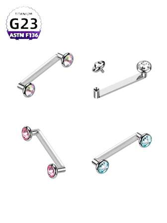 CatDObo 1 件装 G23 钛合金埋钉锁骨钉镶捷克钻石钛合金穿刺珠宝双头直角植皮钉