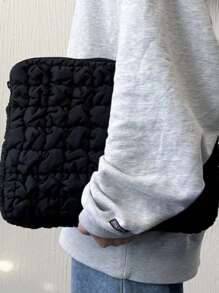 1 件绗缝面包风格笔记本电脑包，超轻柔软，数码存储，时尚简约设计，大容量，带保暖内衬，适合学生和办公室工作人员 - 彩色 - 查看 5