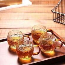 12/6/4/2件套玻璃玫瑰功夫茶杯，耐高低温，适用于厨房、客厅、办公室、派对、礼物