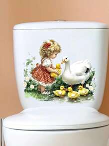 1 件家居装饰浪漫天鹅马桶盖贴花，动物印花自粘贴纸，花卉和天鹅图案，一次性使用，适用于陶瓷表面，易于粘贴，乙烯基贴花用于家居装饰，厕所装饰物品刷新您的家居房间装饰墙壁装饰浴室装饰卧室装饰房间装饰物品客厅装饰房屋装饰家居装饰客厅墙壁艺术墙纸贴纸个性化贴纸 - 彩色 - 查看 11