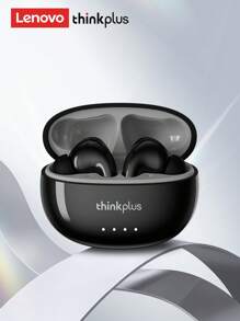 Lenovo 联想 LP5PRO 蓝牙耳机和保护壳组合套装，半入耳式，立体声，高清语音通话带麦克风，音乐，游戏，运动，低延迟，超长电池寿命，硅胶耳塞，被动降噪，无线耳塞 - 黑色+鯊魚保護套 - 查看 5