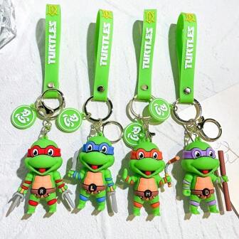 Anime Figures Turtle Cartoon Figure Keychain Teen Mutant Turtles Raphael Donatello Doll Keyring Car Key Bag Ornament Gift A Christmas And Birthday Gift For A Friend
