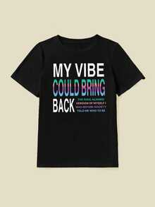 Women's Simple Multiline Letter Print Fashion Pattern Top, Casual Daily Wear, Summer