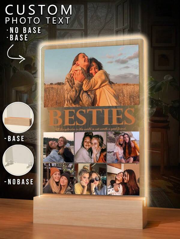 Customized Photo Acrylic Backlit Night Light, Personalized Gift For Family/Friend/Girlfriend/Boyfriend/Mom/Dad, Home Decor, Anniversary 1pc Multi-Functional, Ornamental, Reusable Modern Custom, Personalized, Unique Ideal Gifts, Valentine Day, Valentine Day Decor Birthday Graduation, Multi-Functional, Adjustable, Ornamental, Adorable, Modern, Comfortable, Custom, Autumn Home Refresh, Xmas Decoration