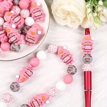 25/30/55 件母亲节 Gnome 硅胶珠 - 可爱的卡通人物吊坠，带有“最佳妈妈”设计，红色和粉色波尔卡圆点图案，非常适合 DIY 珠宝、手链、项链、钥匙扣和礼物创意