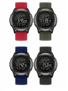 SANDA. SANDA Electronic Watch Nylon Strap Digital Display Multifunctional Alarm Clock Student Watch Waterproof Military Sports Watch