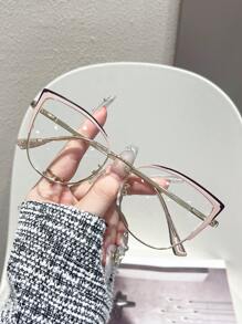 1 Pair Hollow Cat Eye Clear Lens Glasses - A - View 7