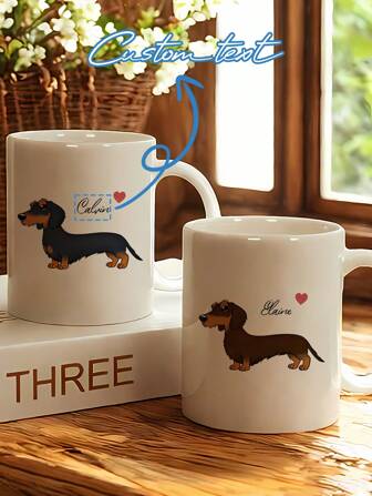 1 szt. spersonalizowany biały kubek z jamnikiem, spersonalizowany kubek na wodę, spersonalizowana filiżanka do kawy, spersonalizowany prezent na Halloween, prezent świąteczny, kubek do mrożonej kawy, 24 wzory jamników do wyboru, spersonalizowany kubek do mrożonej kawy