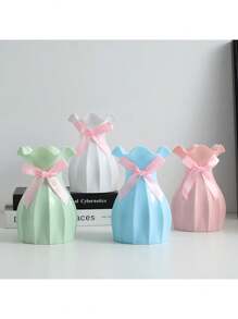 1pc Simple Creative Pineapple Plastic Vase Home Art Placement Vase Living Room Tea Table Desktop Ornament Vase Bow In Random Colors