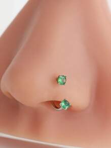 1 pieza Accesorio de acero inoxidable con piedras de circonita cúbica desmontable, de forma exagerada y elegante, de varios colores, para perforación corporal de moda minimalista para mujeres, anillo de nariz en forma de C, 1.0mm, adecuado para regalos de cumpleaños, festivos, fiestas y uso diario