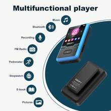 جهاز تشغيل MP3 قابل للتثبيت سعة 32 جيجا بايت مع بلوتوث 5.0، جهاز تشغيل موسيقى SWOFY M10، يدعم بطاقة TF حتى 128 جيجا بايت، مناسب للرياضة، راديو اف ام، خاصية عداد الخطوات، تشغيل عشوائي للصوت