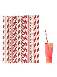 200 pajitas desechables y de papel para fiestas y festivales, pajitas de papel decorativas de colores - Serie roja mixta - Ver 6