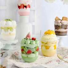 40/30/20/10pcs 250ml/360ml/500ml Round Mousse Cups With Lid, Cake And Party Food Containers, Plastic Containers With Lids Suitable For Desserts, Cakes, Fruits, Living Room, Kitchen And Office, Weddings, Parties, Birthdays, Picnics And Bakeries, Fun And Practical Gifts, Suitable For Halloween Or Christmas Parties