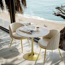 Dining Table Round Kitchen Table Marble: White Dining Table Small Scandinavian Dining Table Diameter 76 Cm Round Table Luxury High Gloss Tables For Dining Room Restaurant Cafe Gold Metal - Black and White - View 8