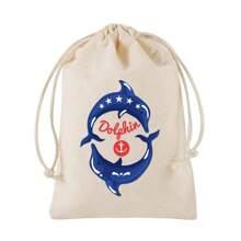 5 个/包海洋主题抽绳礼品袋，创意印刷礼品包装袋适合生日派对、夏季海滩主题派对、泳池派对、节日派对、迷你礼品收纳 - 米色 - 查看 8