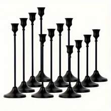 Gold Candlesticks Set Of 3pcs Conical Stand Vintage Metal Bronze Modern High Column Tablecloth Candlestick Decoration Candlestick Long Support For Table Center Decoration Wedding Party Dining