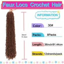 36 Inch New Faux Locs Crochet Braids Hair Super Long Goddess Locs Crochet Hair Curly Wavy Soft Locs Braiding Hair For Women