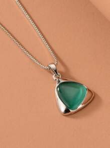 Geometric Cat Eye Necklace & Earrings Set, Minimalist & Practical Multi-Use Jewelry