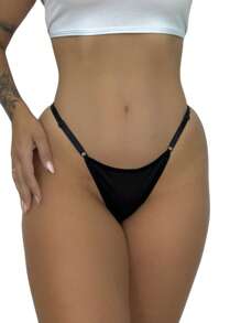 Butterfly Thong With Adjustable Straps Thong Night Line Sensual Lingerie - Black - View 4