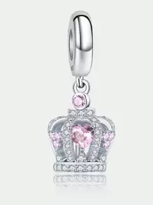 1PC 925 Prata Esterlina Coroa Com Pingente De Diamantes Adequado Para Pulseiras DIY Jóias Femininas