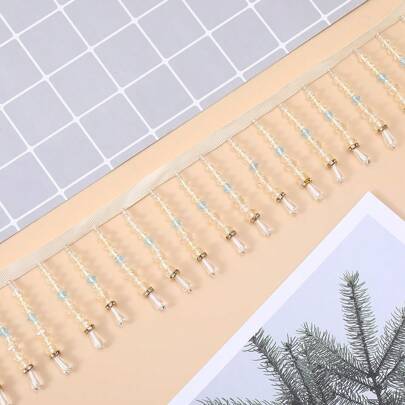 Dây tua rua ren rộng 8cm, dài 2 thước Anh, dùng trang trí, đính cườm, làm đồ trang sức, phụ kiện may vá DIY cho trang phục, tua rua may vá, viền tua rua, vải và ren, đồ thủ công, ren đính cườm.