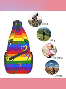 Flag Rainbow Men's Fashion Chest Bag, Shoulder Bag, Crossbody Bag, Sports Bag, Travel Bag, Suitable For Daily Travel, Business, Work, Campus, Etc., The Perfect Holiday Gift Suitable For Teen Summer Casual Outdoor Athletic Or Vacation Travel Or Graduation Gifts Or Birthday Dress Accessories